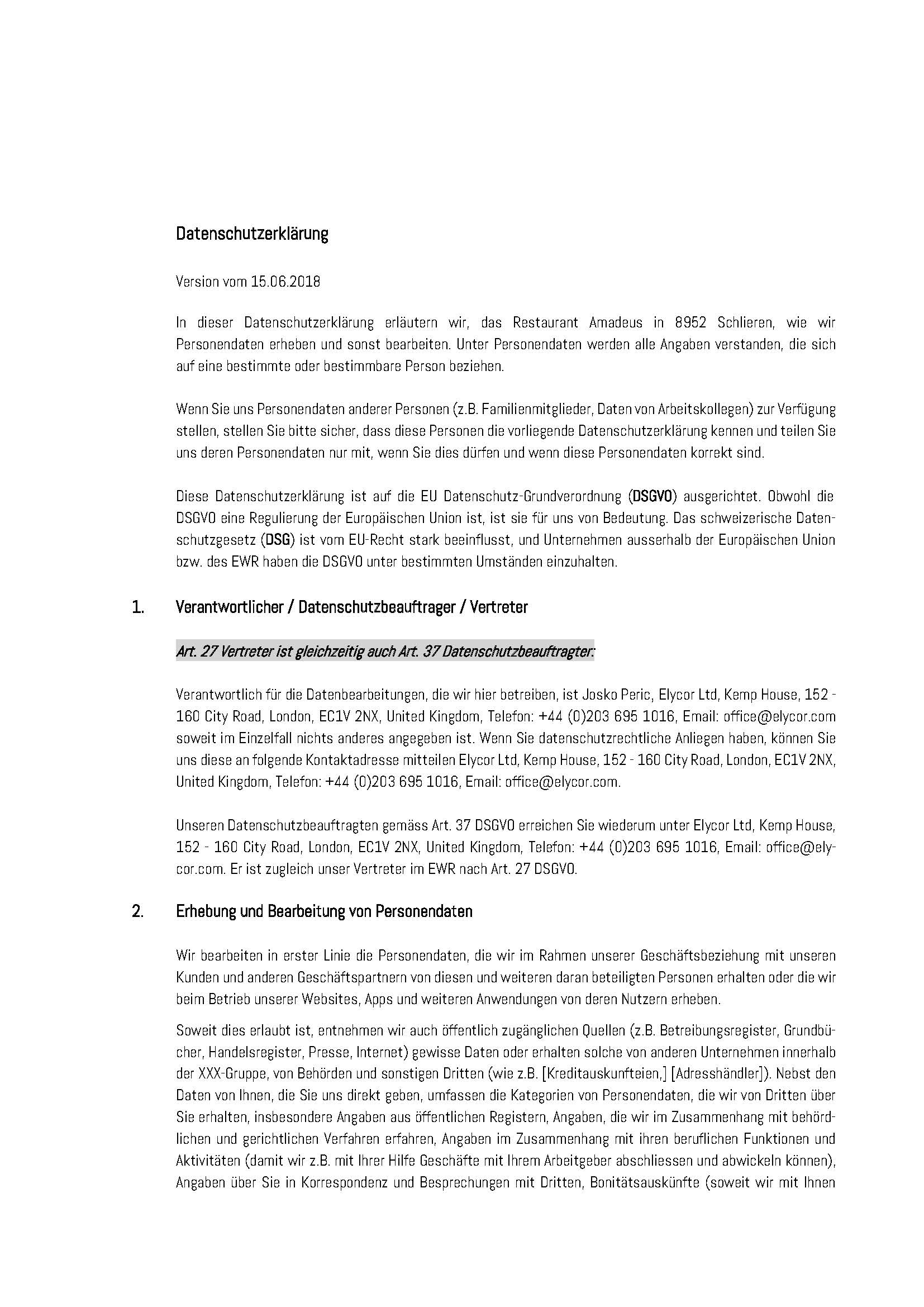 Wiener Spezialitäten Restaurant Amadeus Schlieren