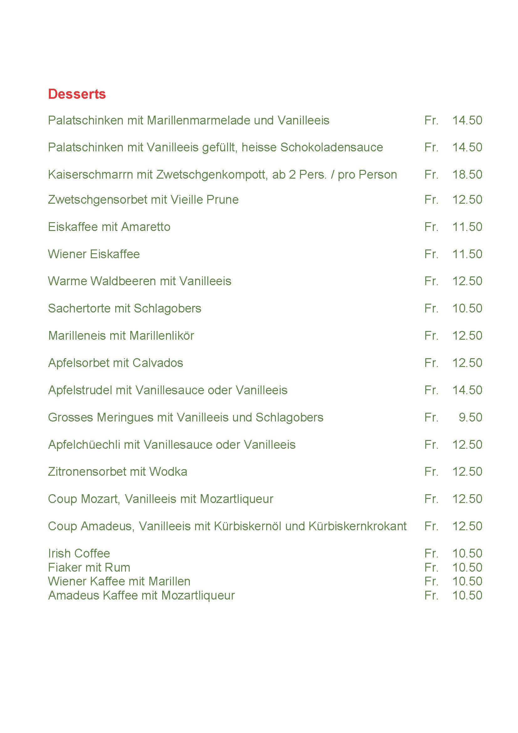 Wiener Spezialitäten Restaurant Amadeus Schlieren